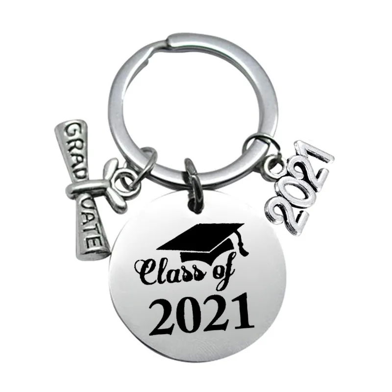 

Class of 2021 Graduation Student Stainless Steel Keyring Keychain Charms Women Jewelry Accessories Pendant Gifts Fashion