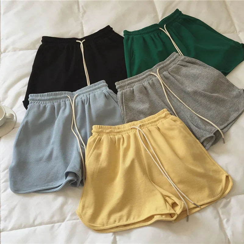 Leisure sports short running wear women's high waist sports thin shorts women's wide leg pants versatile knitted cotton pants