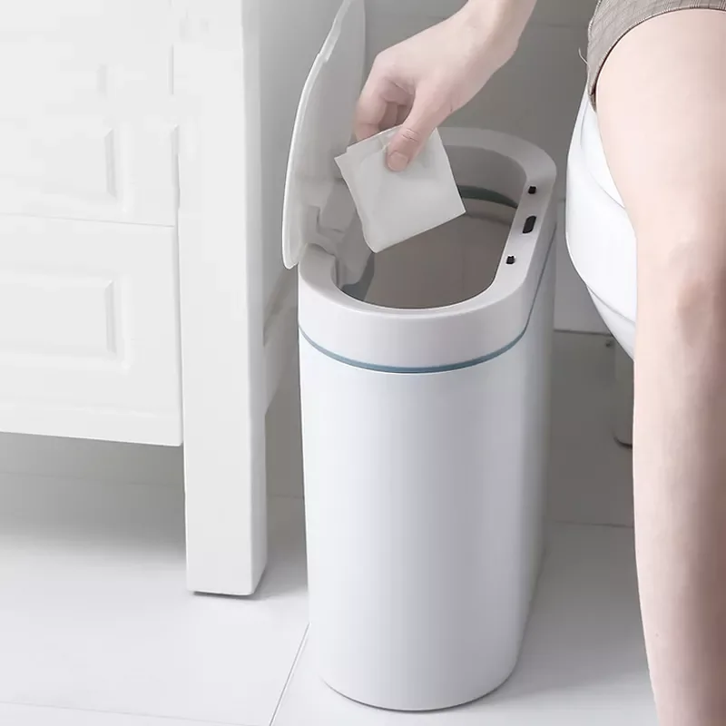 

Smart Sensor Trash Can Electronic Automatic Household Bathroom Toilet Waterproof Narrow Seam Sensor Bin