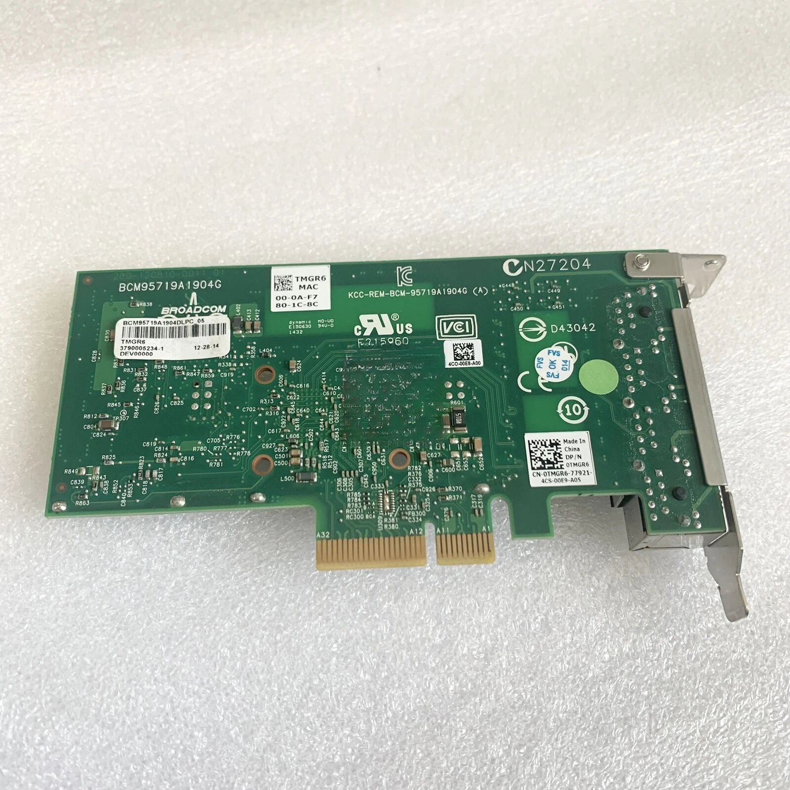Для Dell BCM5719 Brodcom 4-портовая гигабитная сетевая интерфейсная карта KH08P TMGR6 HY7RM Б/у