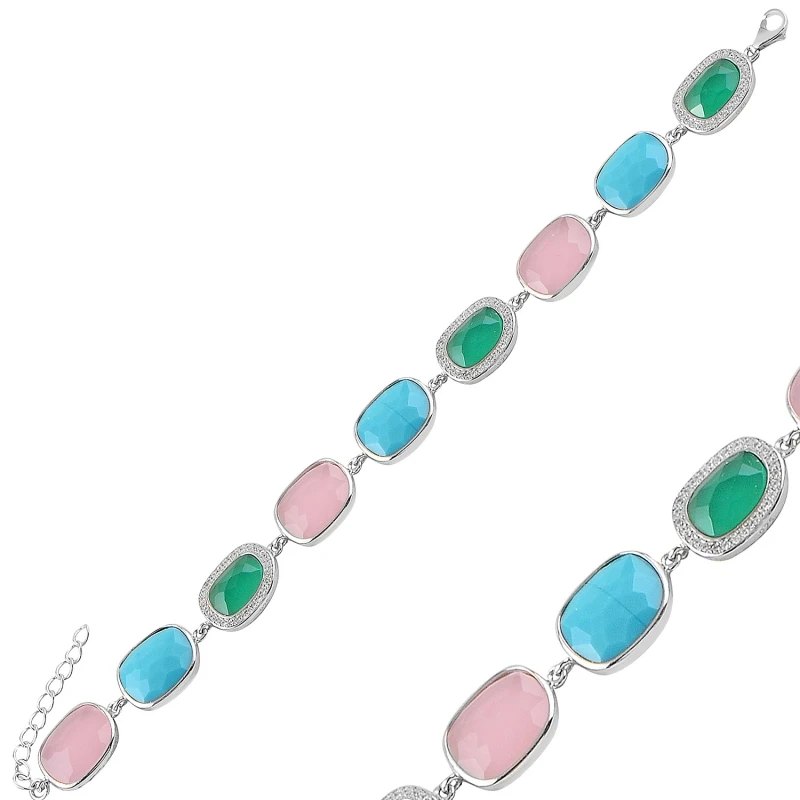 

Серебряный браслет с искусственным цирконием