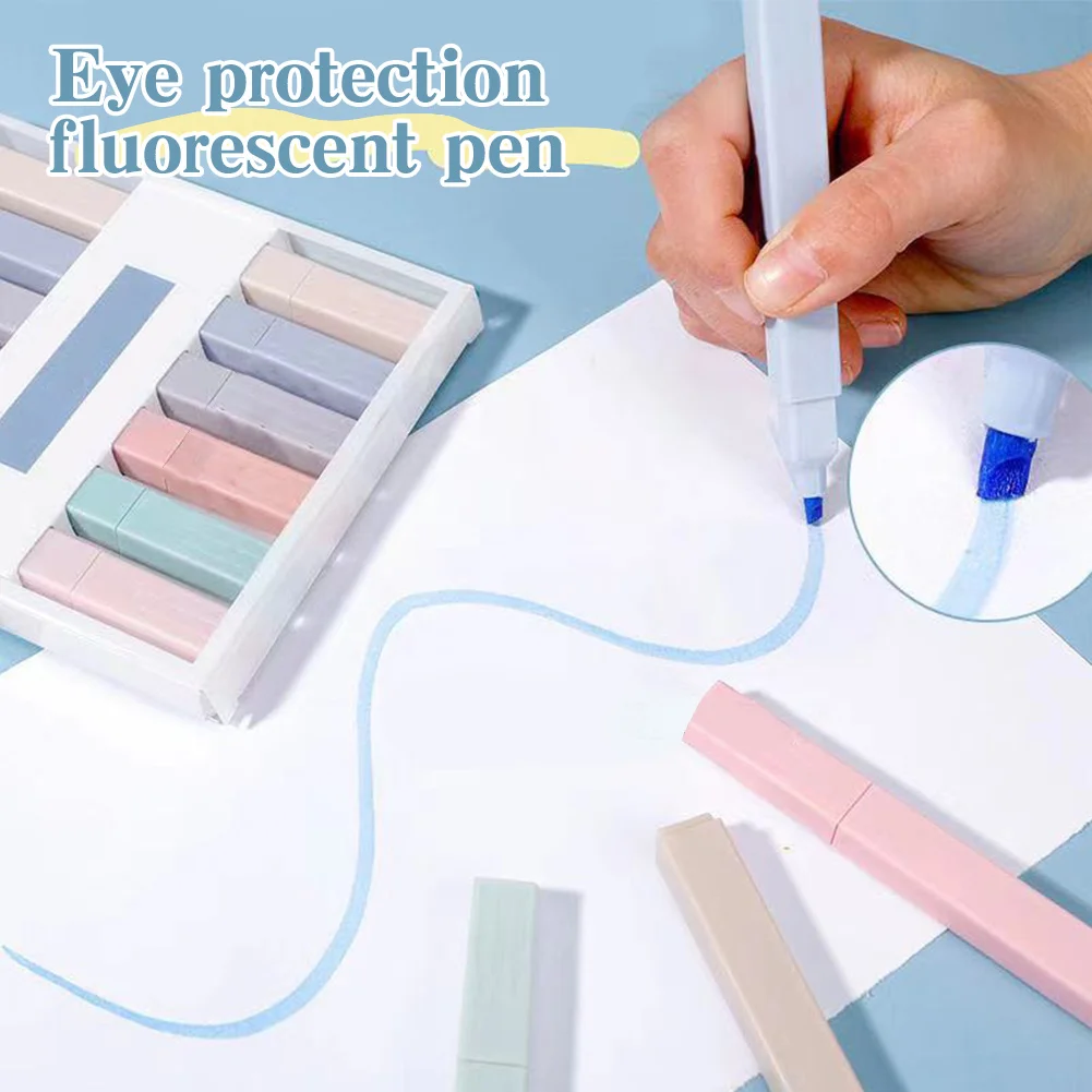 

6pcs Highlighter Pen Mild Assorted Colours Journal Diary Gift Student Dry Fast Easy To Hold Art Marker With Chisel Tip Aesthetic