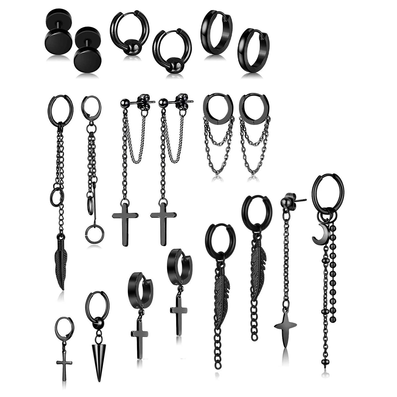 

Серьги-кольца с подвеской в виде Луны и звезды, из нержавеющей стали