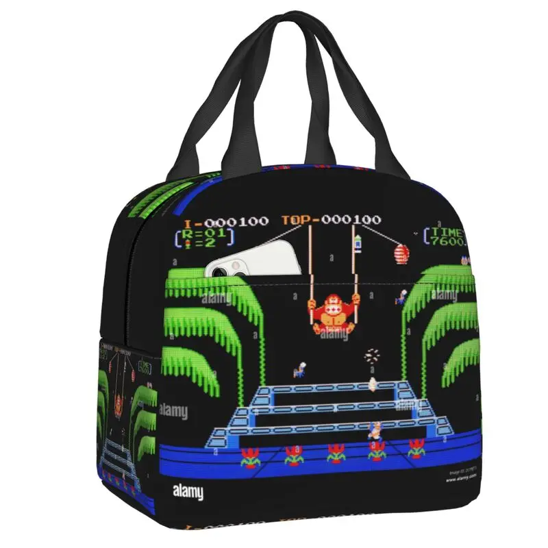 

Custom Funny Donkey Kong Lunch Bag Women Thermal Cooler Insulated Lunch Box for Kids School