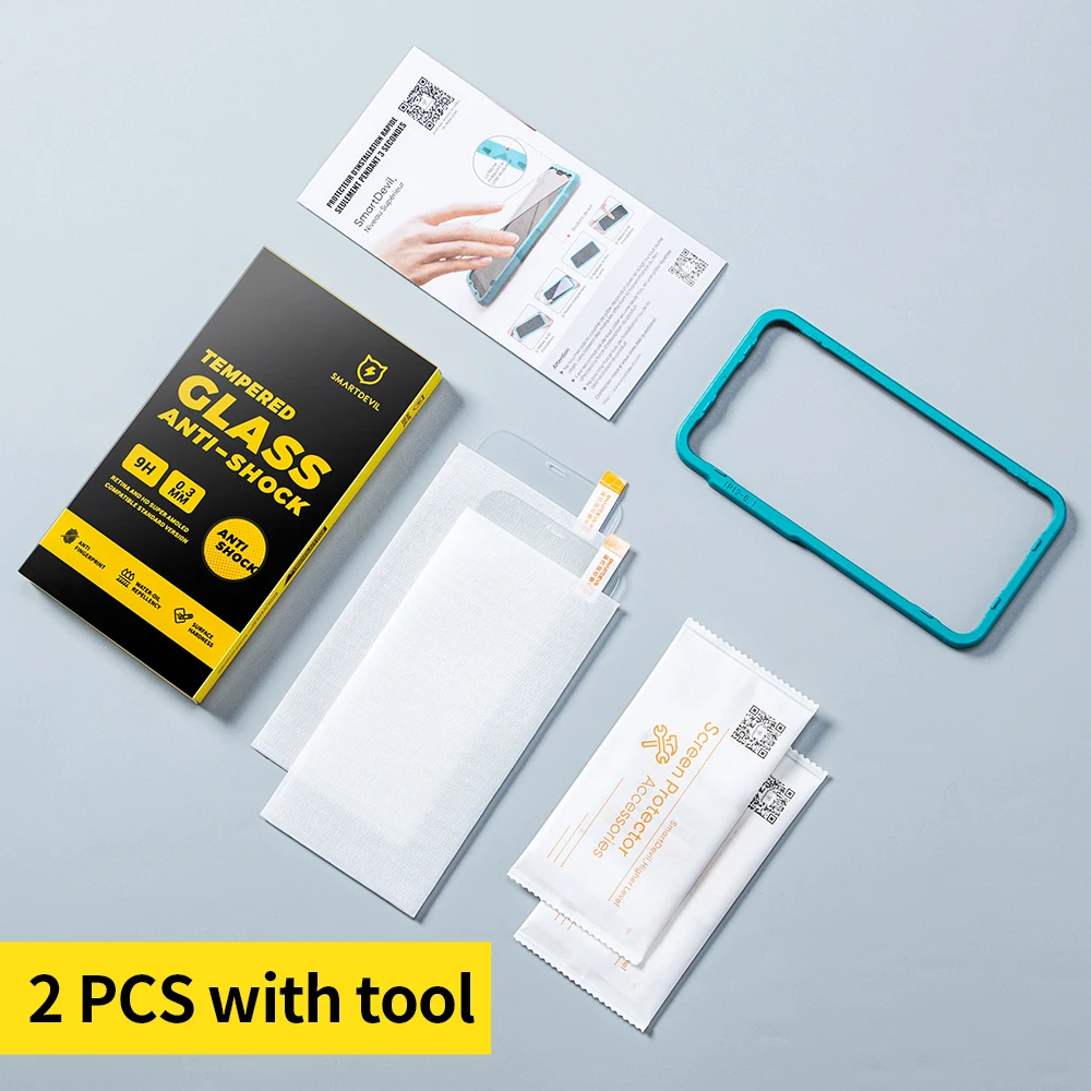 4 Pcs Протектор экрана SmartDevil для iPhone 13 11 12 Pro Max mini закаленное стекло X XS XR HD