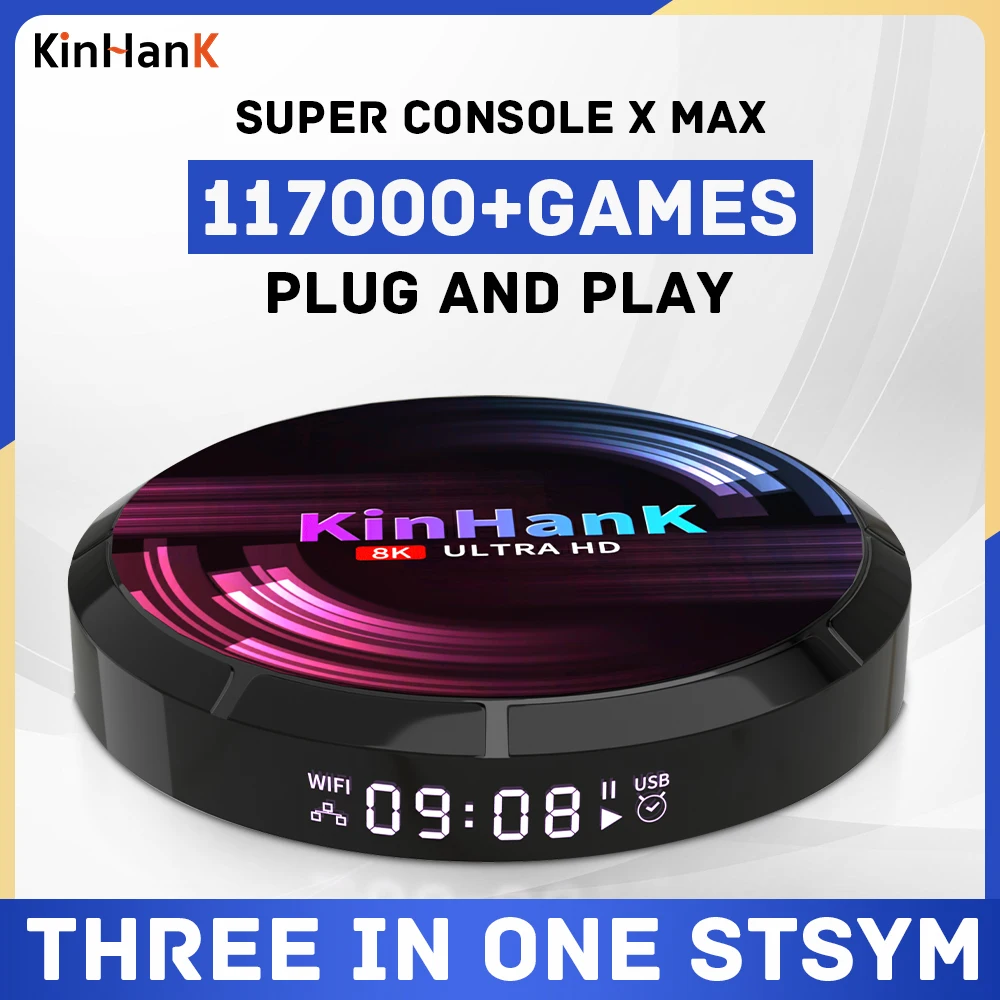 Kinhank Super Console X MAX plug and play Movie In One Retro Game Console With 117,000 Games and 63+ Emulators For PSP/DC/PS1
