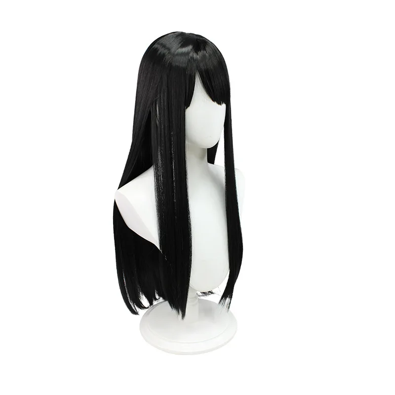 

Парик для косплея 80 см аниме Mitaka Asa бензопила человек длинные черные термостойкие синтетические волосы парики для Хэллоуина + шапочка для па...