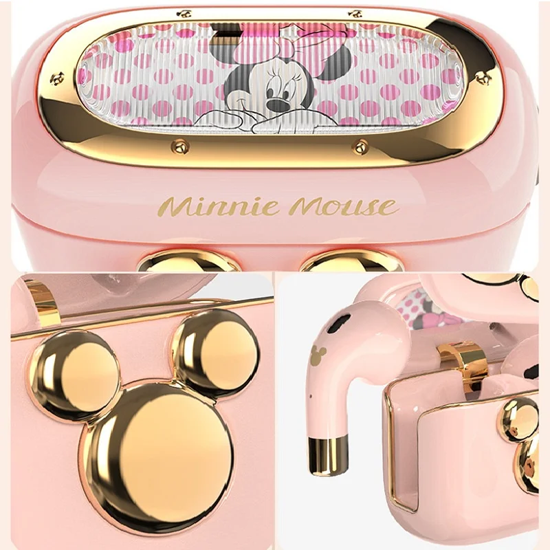 Best سماعات أذن ديزني ديلوكس 100% حقيقية ديزني ميكي ماوس وردي لطيف CVC الذكية إلغاء الضوضاء سماعات