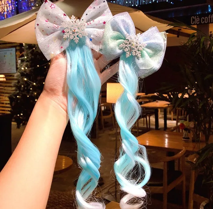 

Children's Frozen Hair Accessories Princess Aisha Wig Hairpin Girls Cartoon Clip Little Girl Headdress Baby Headbands for Girls