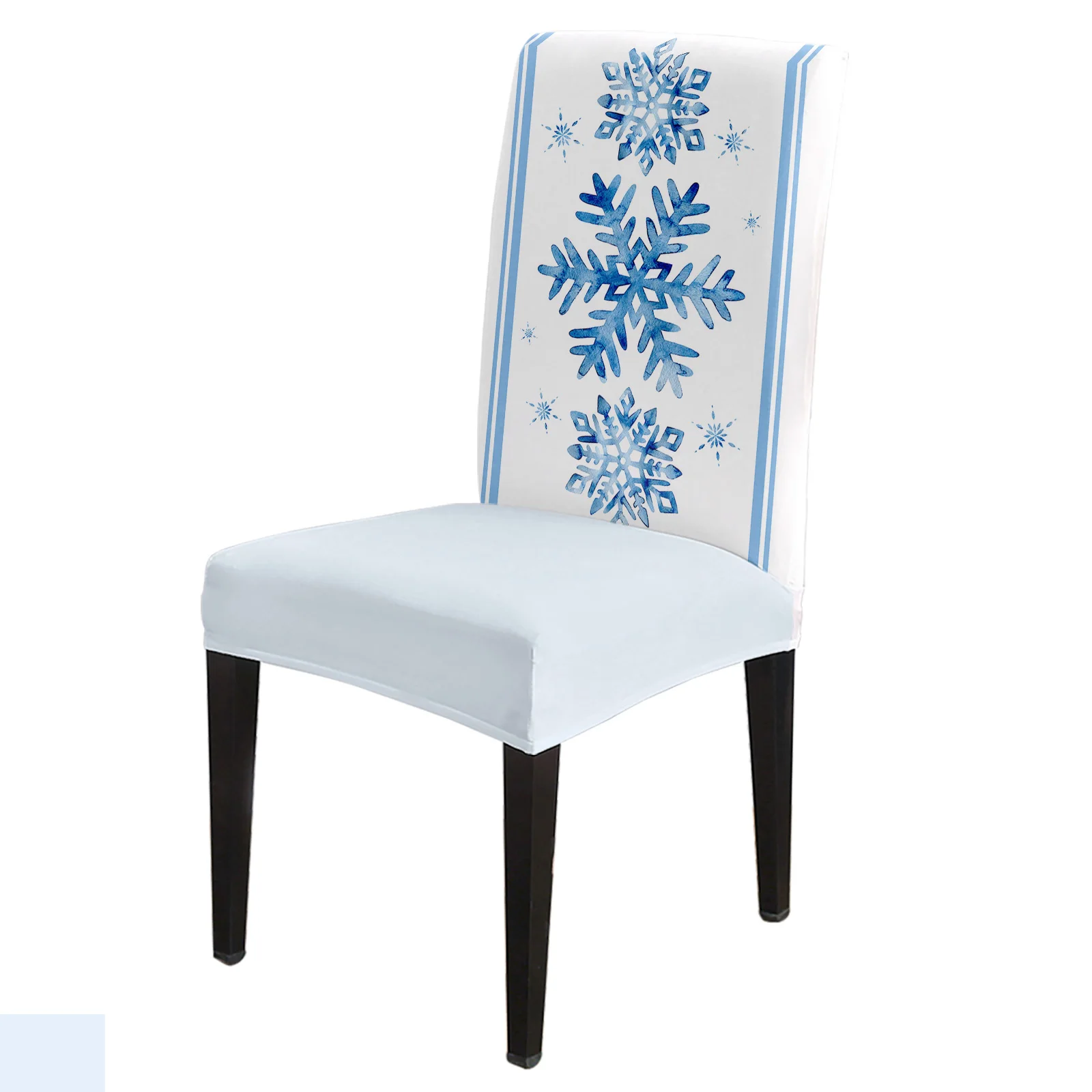 

Christmas Blue Snowflakes 4/6/8PCS Spandex Elastic Chair Case For Wedding Hotel Banquet Dining Room