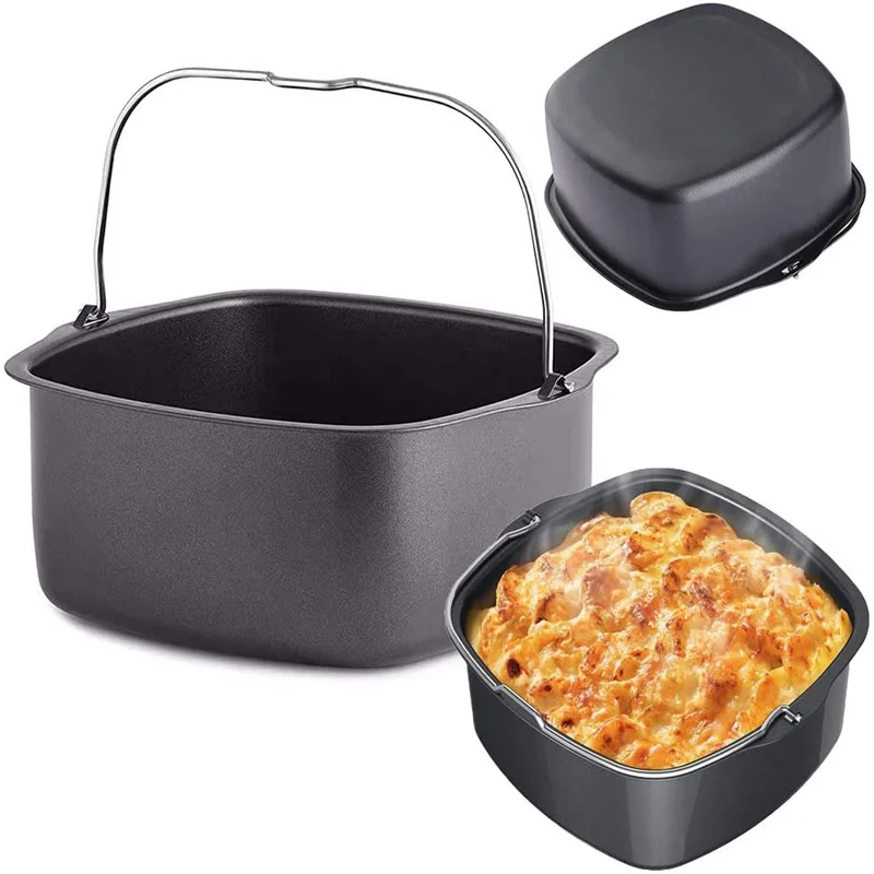

8/7 Inch Non-stick Baking Mold Air Fryer Pot Basket Square Tray Pan Roasting Pizza Cake Basket Kitchen Bar Cooking Bakeware
