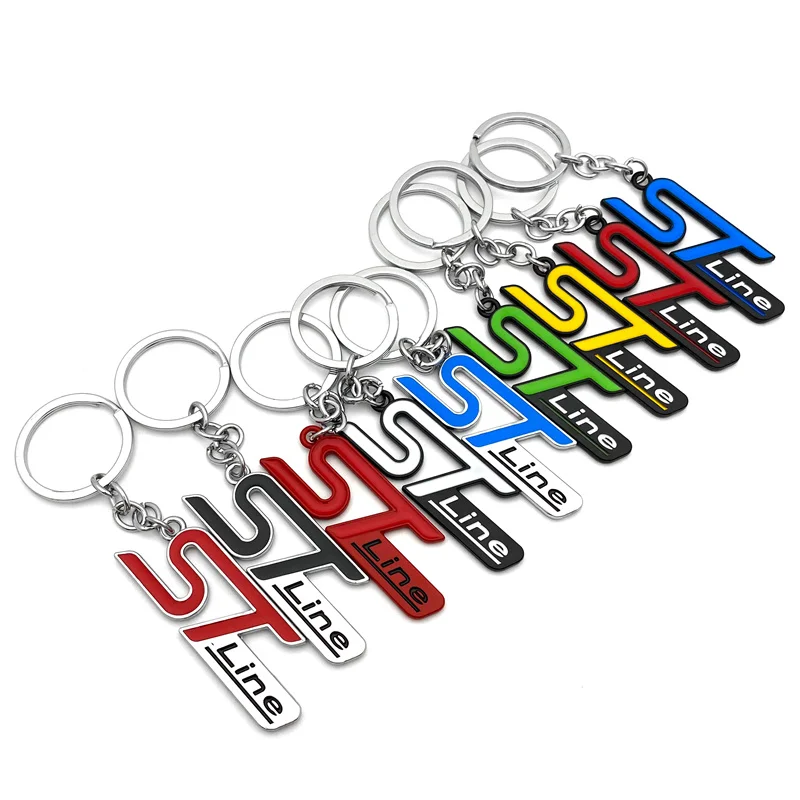 Metal ST LINE Emblem Logo Badge Car Keychain Key Ring Keyring For Ford FOCUS X 2 3 Mondeo Fiesta Kuga MK2 MK3 MK4 Accessories