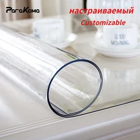 custom soft glass tablecloth transparent pvc table cloth waterproof oilproof kitchen dining rectangular table cover 1mm