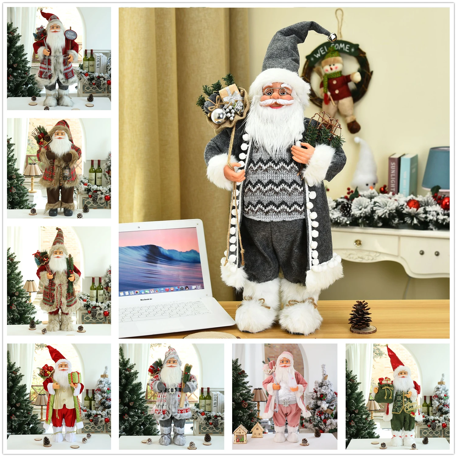 

40 стилей, Рождественская кукла, 30 см, Санта-Клаус, лось, снеговик, новый год 2023, технические украшения для дома, Рождество