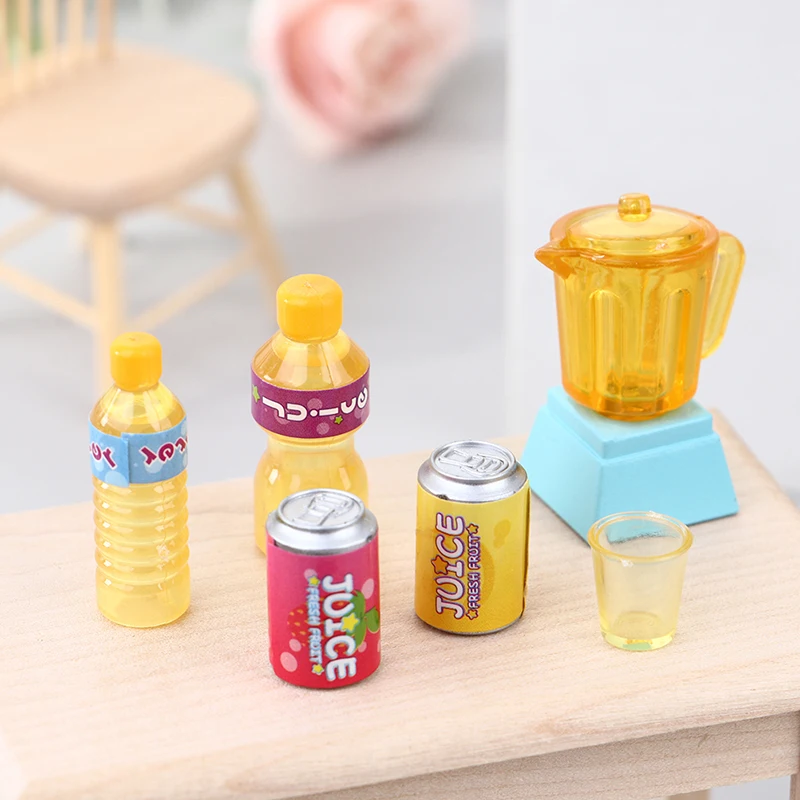

1Set 1:12 Dollhouse Miniature Juicer Drink Bottle Cup doll decor Accessories Kitchen Kitchenware Furniture Pretend Food Toy