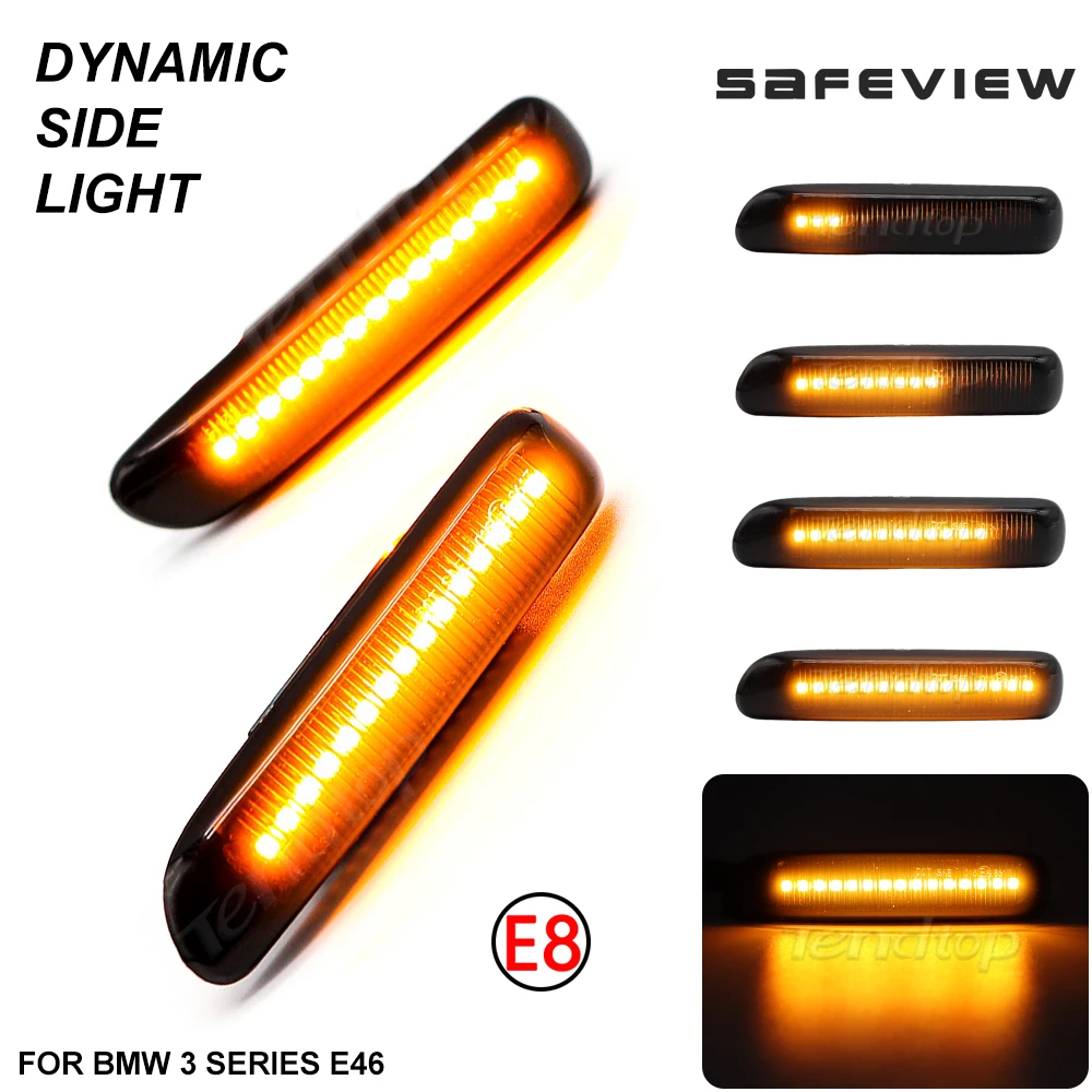 Dynamic Amber LED Turn Signal Repeater Sequential Light Flashing Side Marker Lamp For BMW E46 3er Limo Coupe Compact Cabriolet