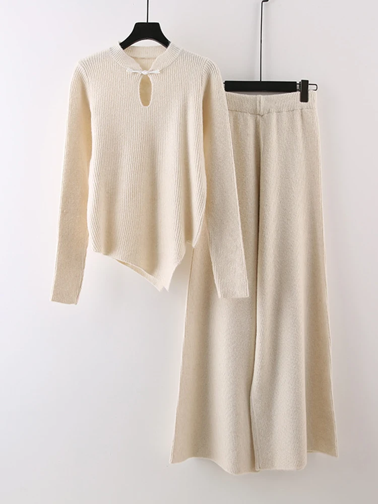 Женский Асимметричный свитер в китайском стиле с воротником-стойкой и широкими