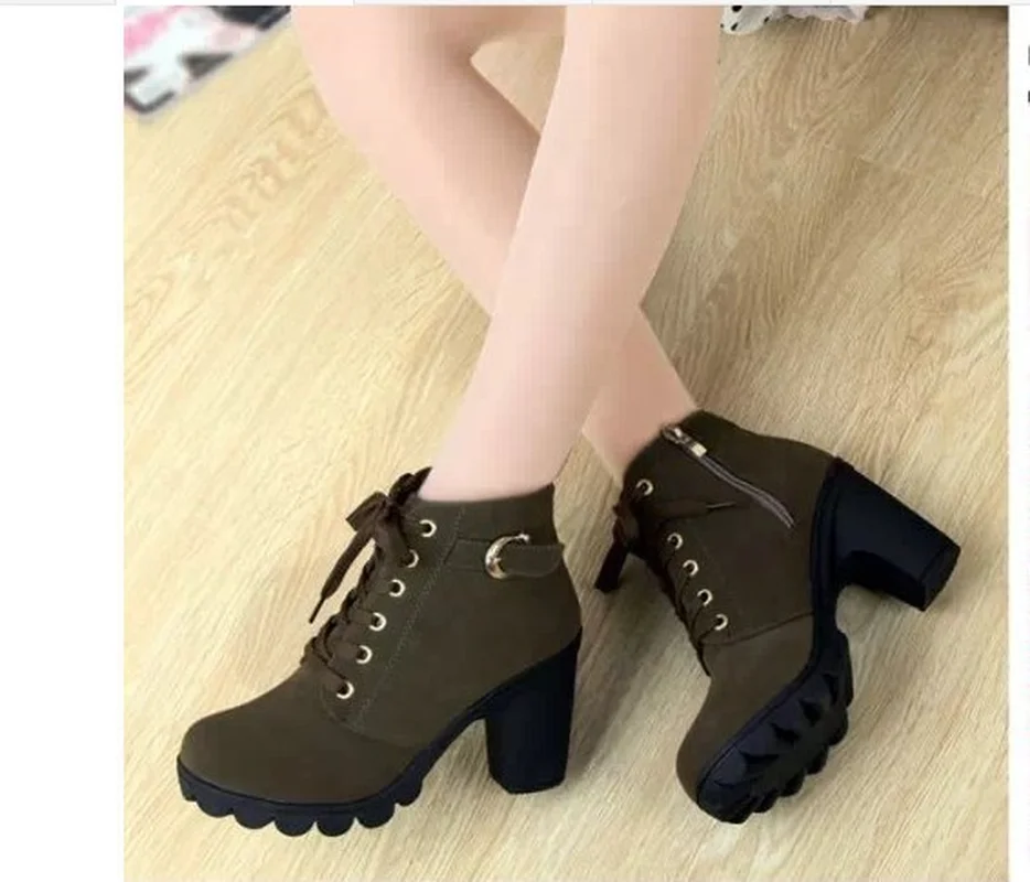 Autumn Winter Woman Boots Women Shoes Ladies Thick Heeled Ankle Boots Women High Heel Platform Rubber Shoes Snow Boots