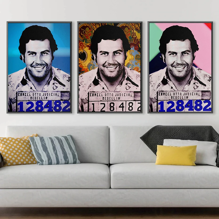 

Vintage A Legendary Person Pablo Escobar Smile Graffiti Poster Gangster Crime On The Wall Art Painting Canvas Printed Room Decor