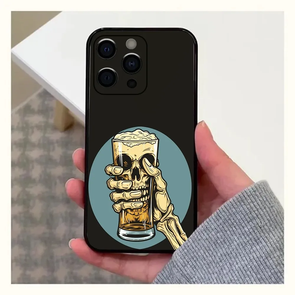 Чехол для телефона с пивным спиртом Apple iPhone 15 14 13 12 11 Pro X XS Max XR Plus Mini Soft Black Cover
