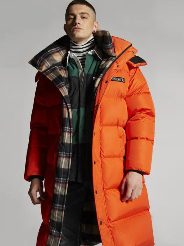 off-Season down Jacket Men's Mid-Length over-the-Knee Trendy Handsome Warm European and American plus Thick Coat Cotton Clothes