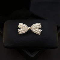 delicate pearl element bowknot brooch for women high end and cute pin corsage suit sweater accessories pearl rhinestone jewelry