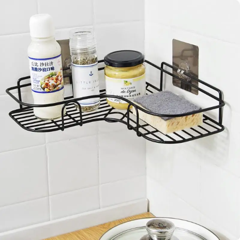 

Modern Minimalist Bathroom PunchFree Corner Rack Iron Storage Rack Tripod Shower Storage Bathroom Supplies Household Accessories