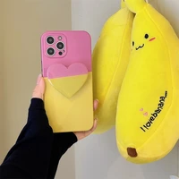 cute double color heart folding stand shockproof girl phone case for iphone 13 12 11 pro max xs x xr 7 8 plus se soft back cover