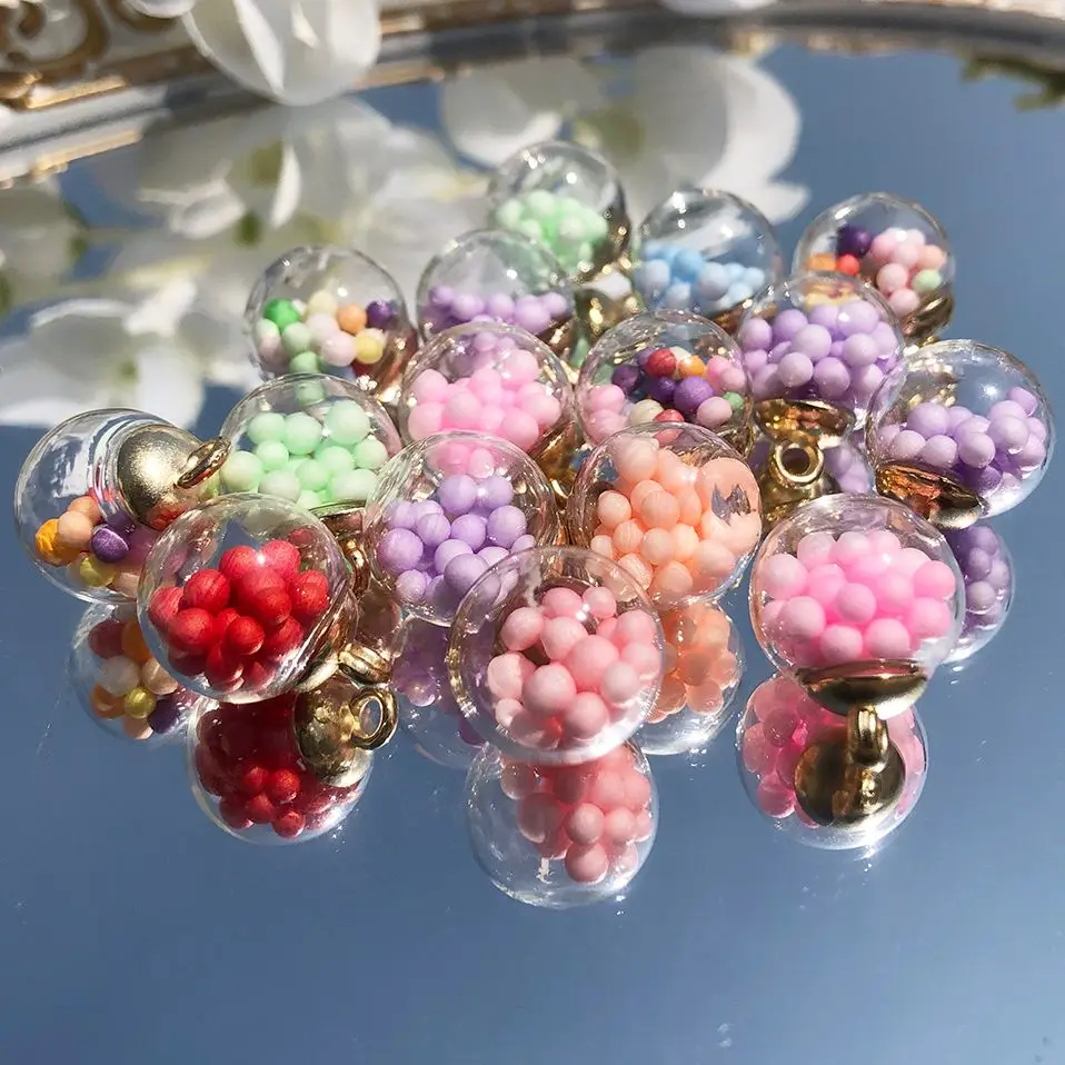 New 20pcs/lot 21x16mm Bubble Foam Transparent Glass Ball Charms Pendant Crafts for Jewelry Making Findings DIY Earrings Necklace |