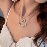 coconal new design heart flower magnetic pendant necklace for women girls fashion zircon silver color chain jewelry gift