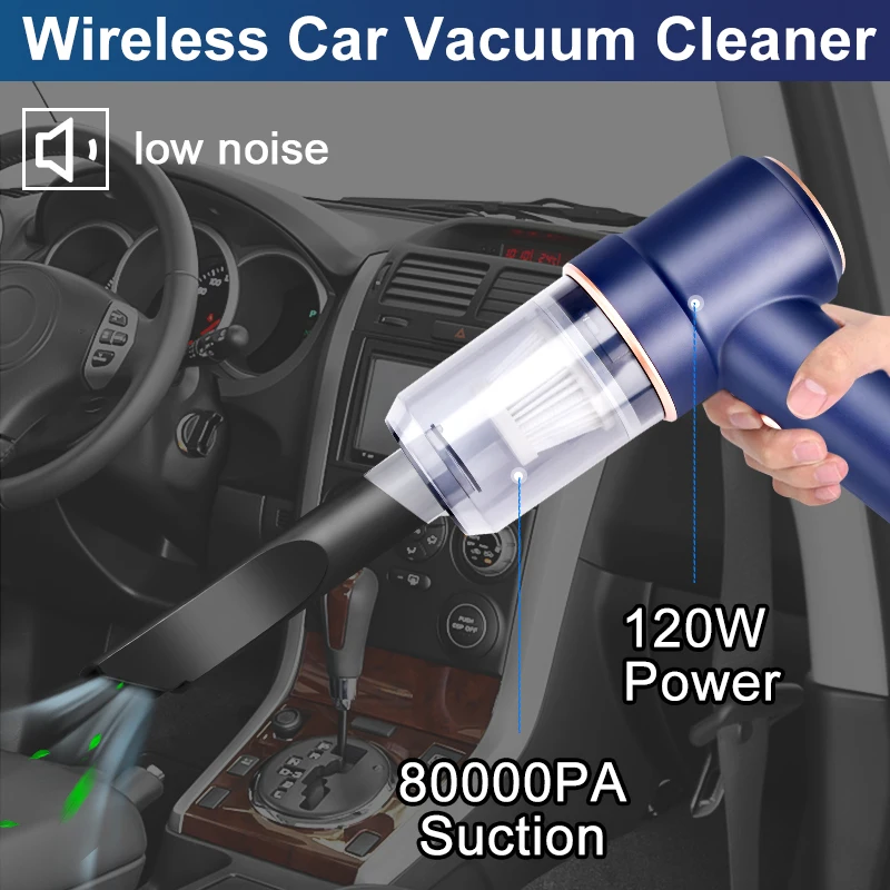 

80kPa Wireless Car Vacuum Cleaner 150W Portable Powerful Suction Wet And Dry Smart Cordless For Home 2 in 1 Mini Vacuum Cleaner