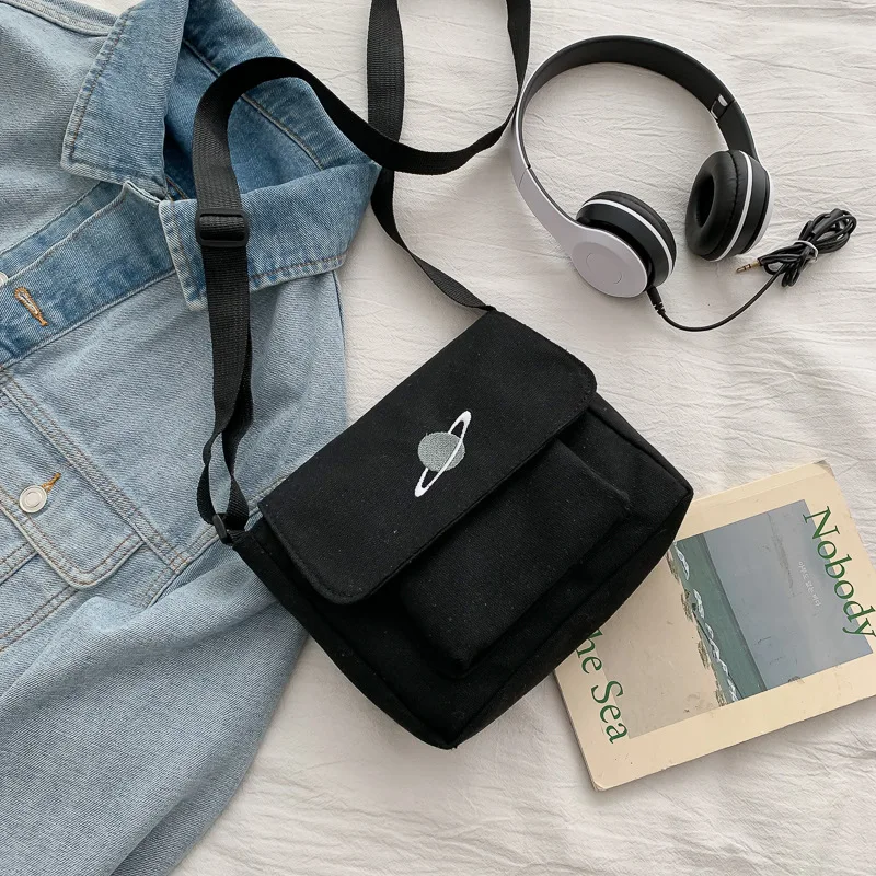 

Casual Collage Student Messenger Bag Women Small Bag Canvas Shoulder Bag For Women 2023 Celestial Print Crossbody Bag Bolsas Sac