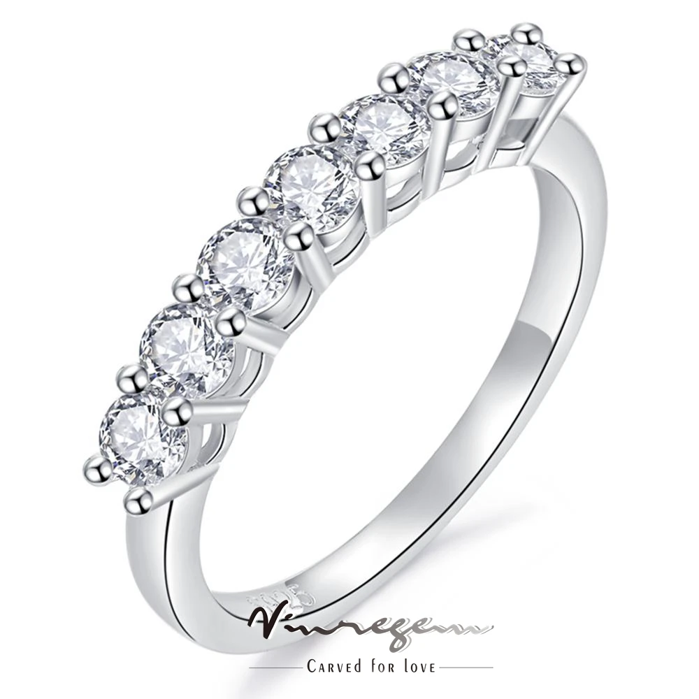 

Vinregem 925 Sterling Silver 7PCS Round VVS1 Real Moissanite Wedding Engagement Anniversary Ring for Women Gift Drop Shipping