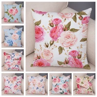 nordic style rose flower and birds pillow case cushion cover for car sofa super soft plush decor flower plant animal pillowcase