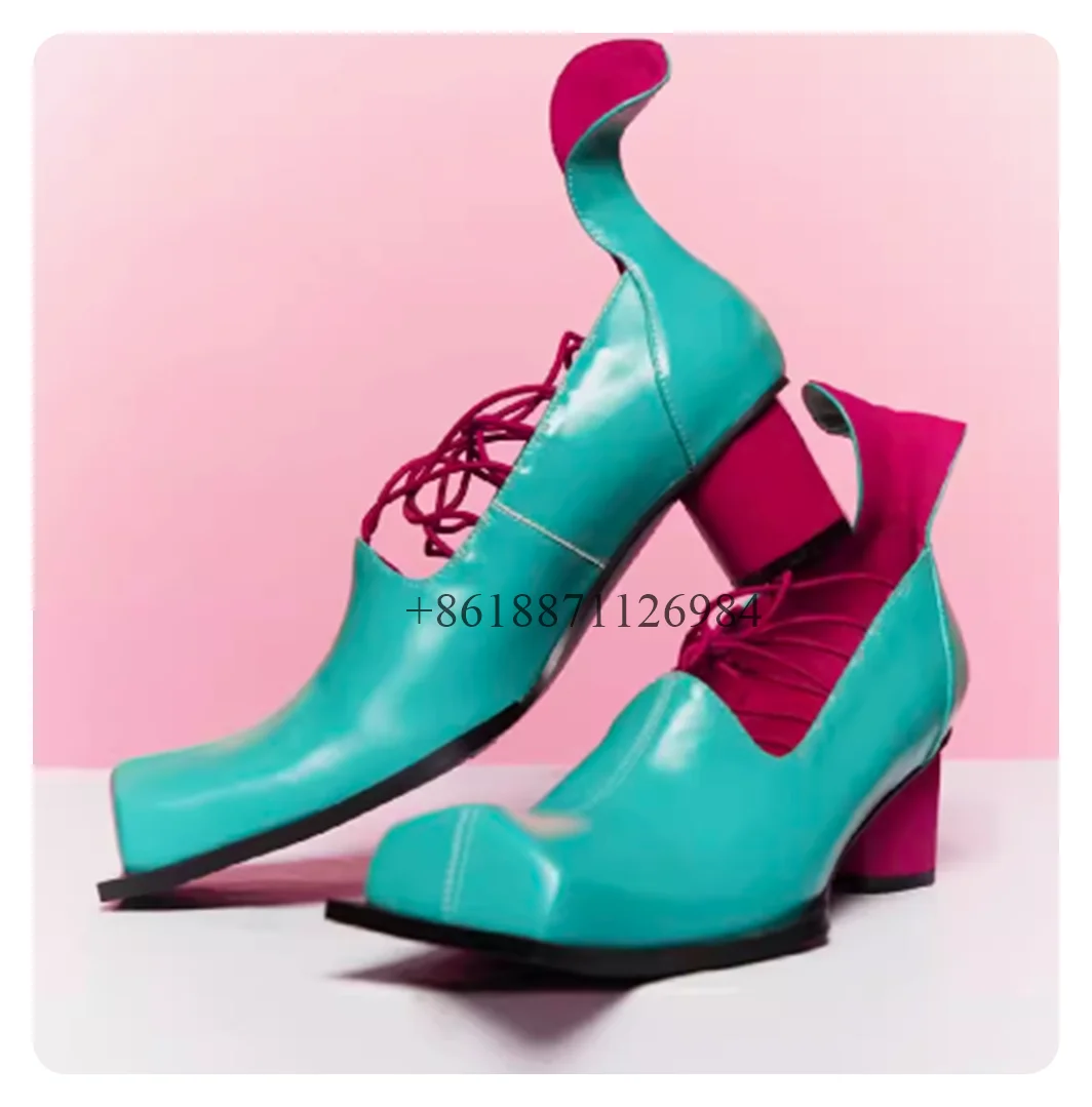 Женские туфли-лодочки из лакированной кожи с квадратным носком на высоком