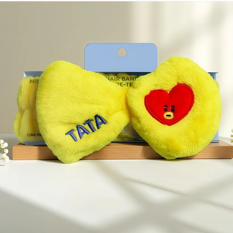 Фото Плюшевая эластичная повязка на голову BT21 с мультяшными персонажами, милые повязки для волос для девочек, для йоги и макияжа, мягкие теплые повязки для пар, подарок для девочек №5