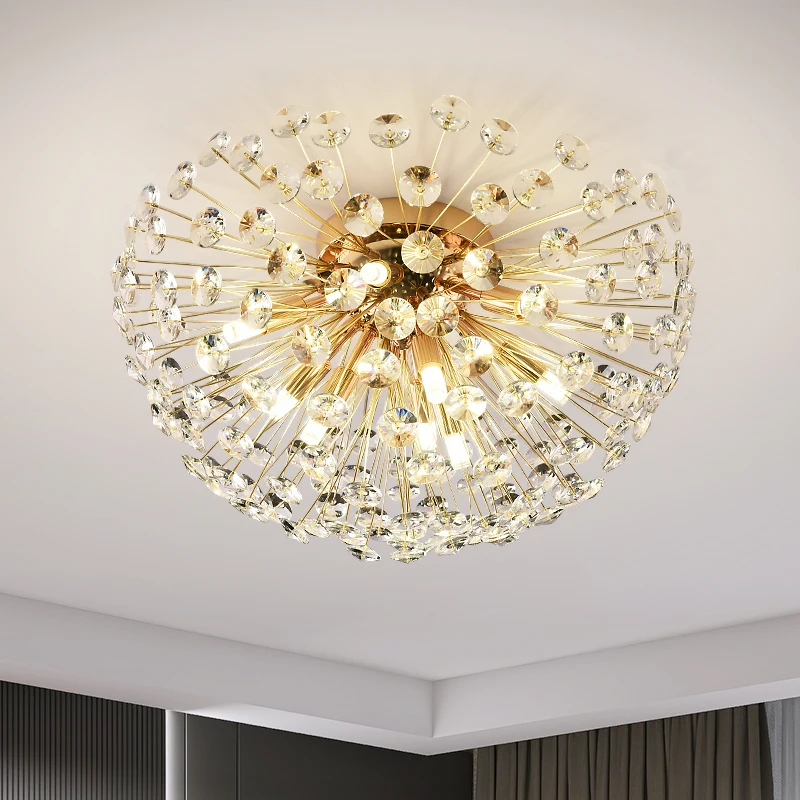 

Потолочная люстра GPD с золотыми цветами, современное светодиодное комнатное освещение, украшение для гостиной, спальни, хрустальное домашн...