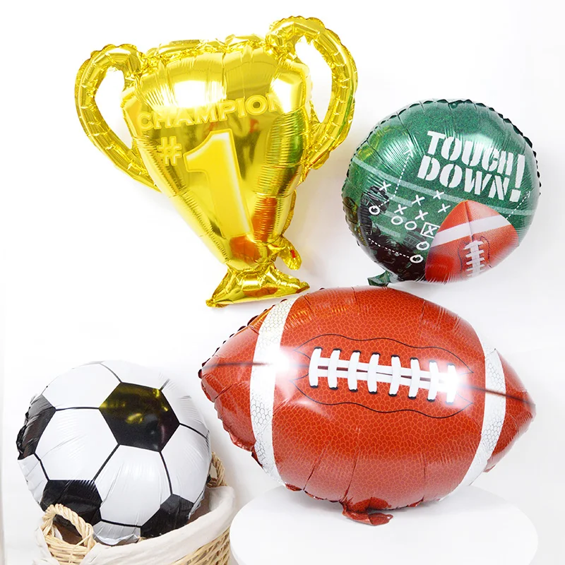 

1/2Pcs 18Inch Helium Foil Globos Golden Trophy Football Balloons Birthday Party Decor Kid Boy World Cup Soccer Party Supplies
