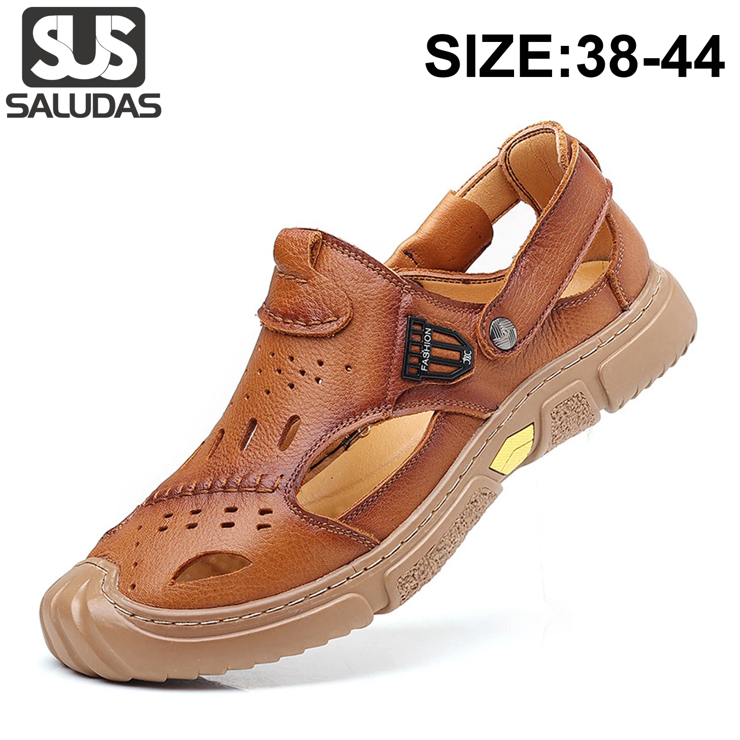 SALUDAS Sandals Men Genuine Leather Handmade Luxury Sandals Summer Anti-Skid Breathable Outdoor Beach Slippers Casual Shoes