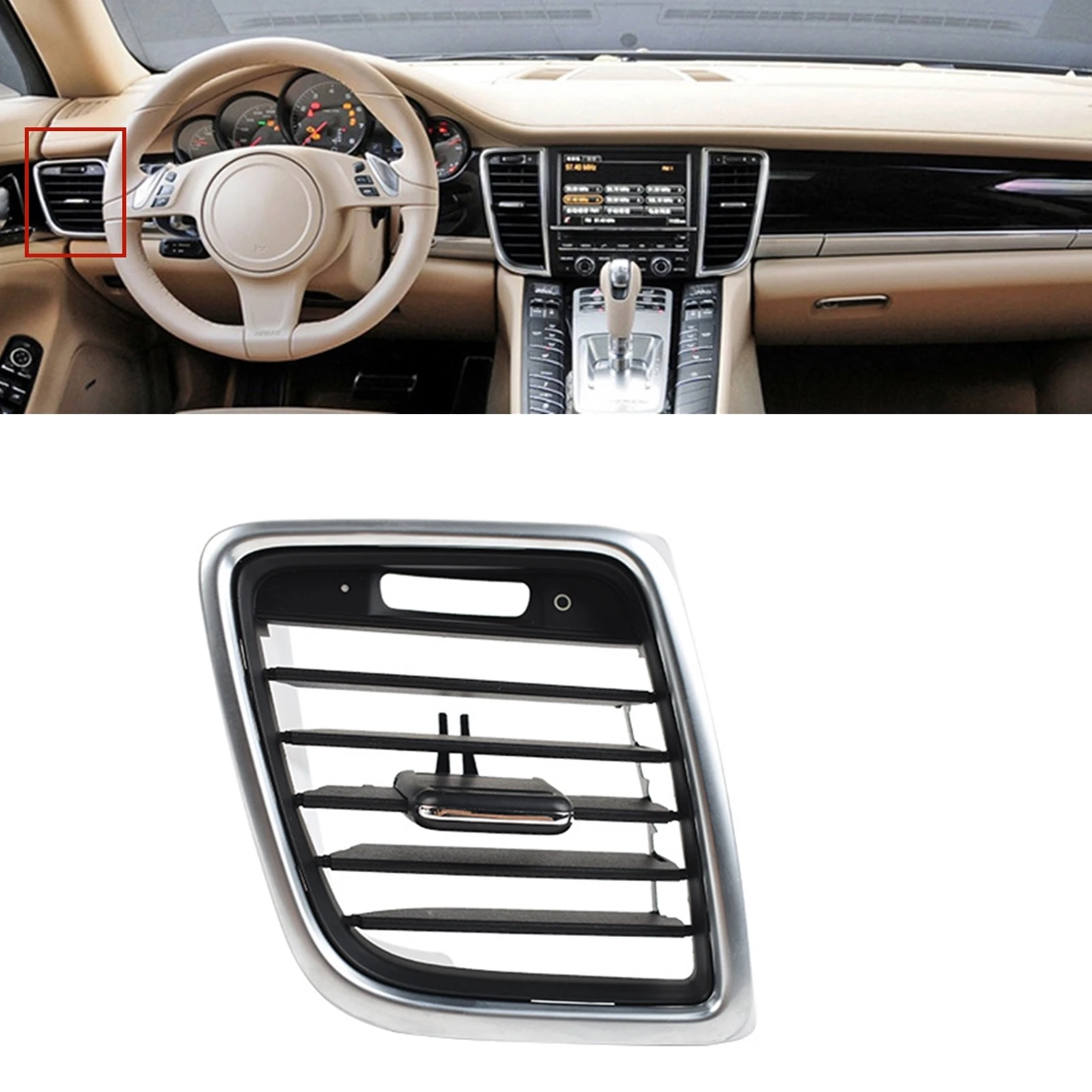 

For Porsche 970 Panamera 2010-2016 Car Front A/C Air Vent Panel Grill Dashboard Side Conditioning Outlet Cover Trim Grille Frame