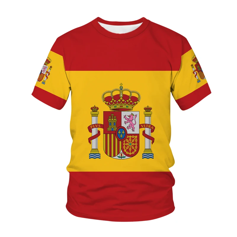 

Men T-Shirt Spain National Emblem Flag 3D Printed Streetwear CCCP Men Women Fashion CrewNeck T Shirt Harajuku Tees Tops Clothing