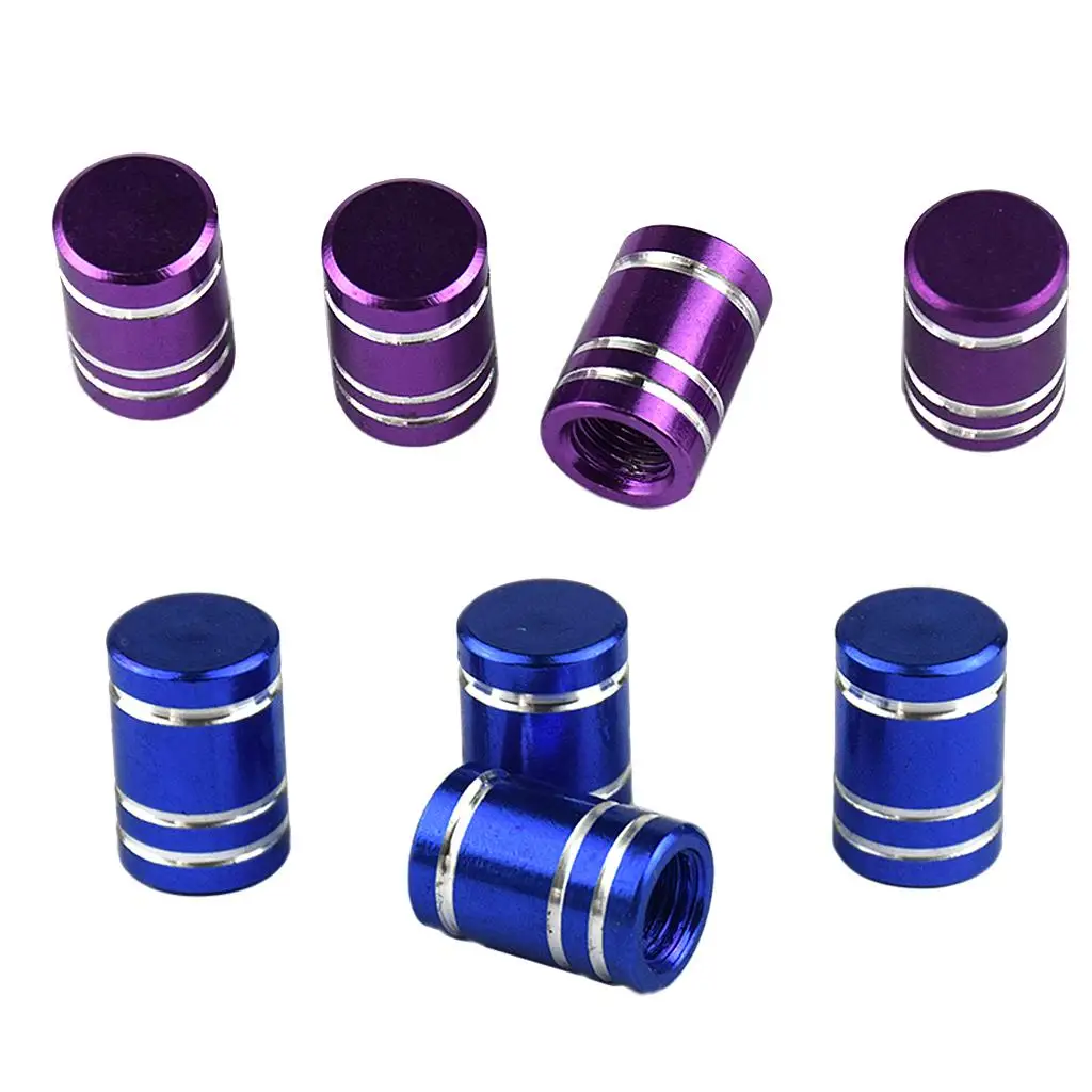 

Tire Stem Valve Caps Cover Cylindrical Style (Set of 8pcs) Aluminum universal for All cars and Bike (+Purple)