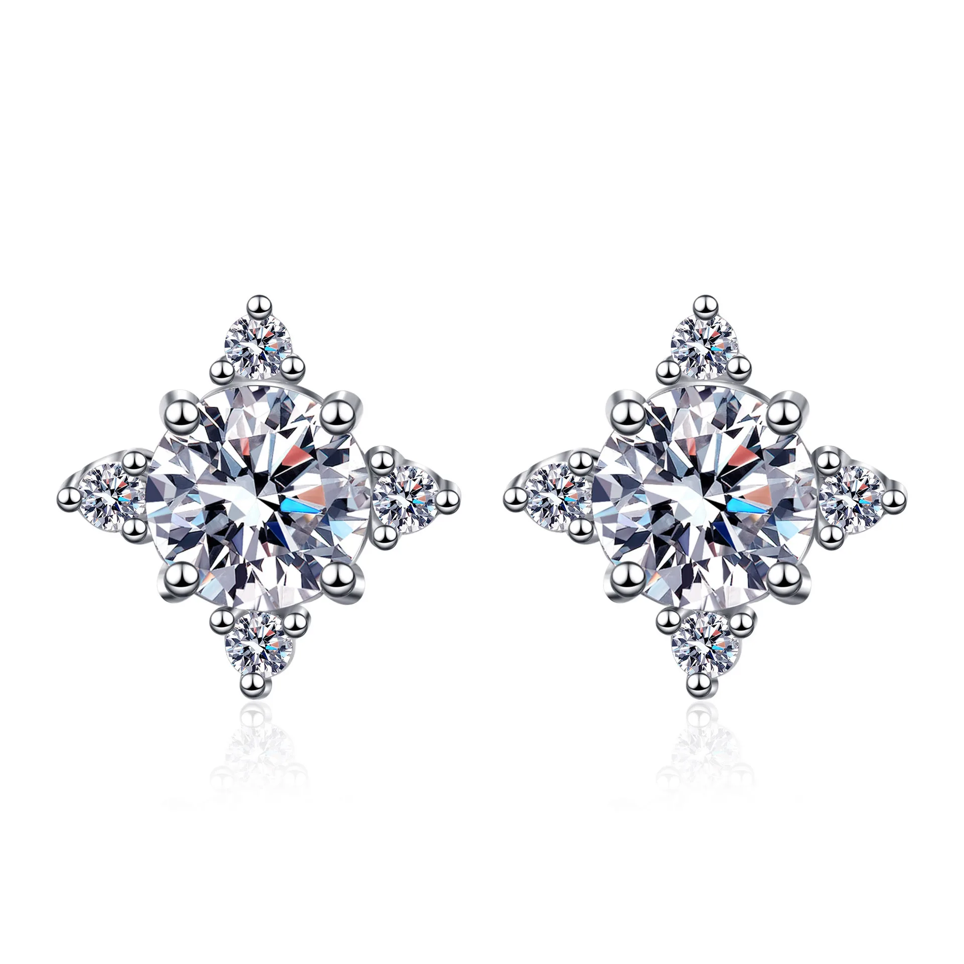 

Aisne 1ct 2ct Real VVS D Color Moissanite Stud Earrings For Women Top Quality 100% 925 Sterling Silver Sparkling Wedding Jewelry