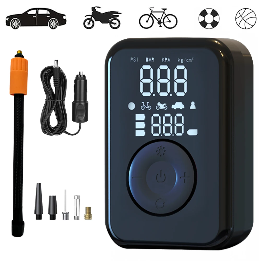 

JKUOO 150PSI электрический автомобильный насос для накачивания, портативный цифровой воздушный насос для шин для транспортных средств, небольшой цифровой дисплей