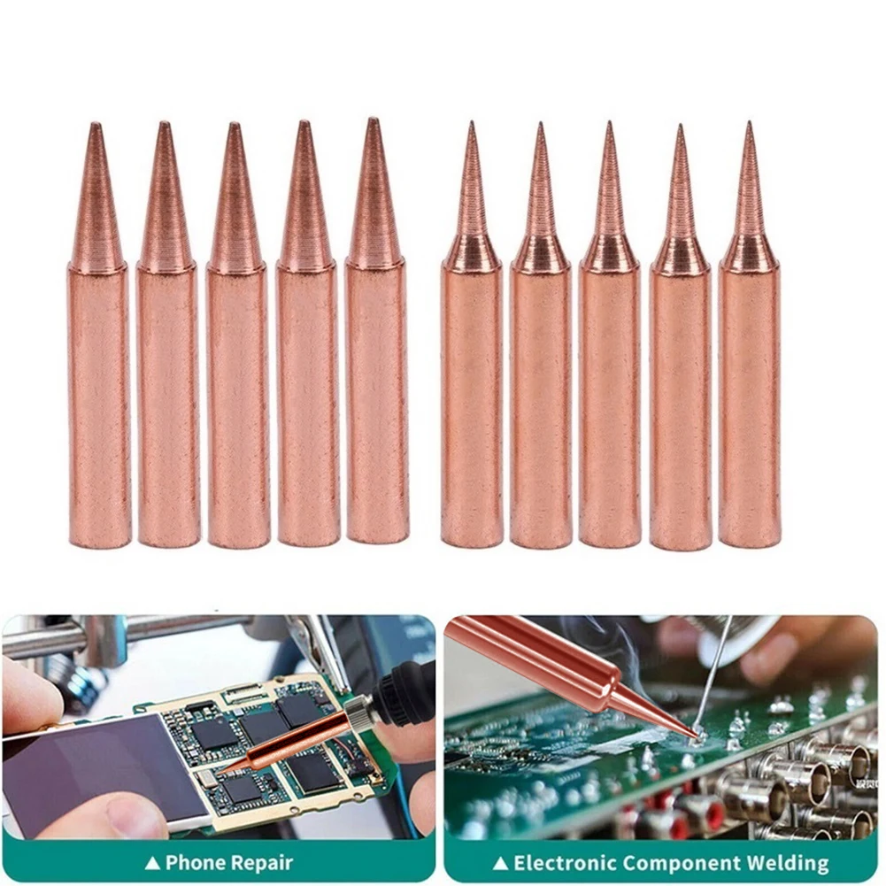 

10Pcs/set Copper Soldering Iron Tips 900M-T Lead Free Welding Head For Hakko Saike 936 852d+ Soldering Iron Tin Solder Tips