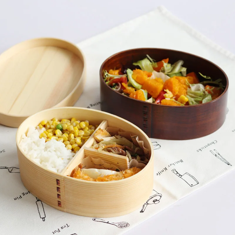 

Hemlock Japanese and Korean Style Students Children Adult Portable Single Layer Food Container Wooden Lunch Box