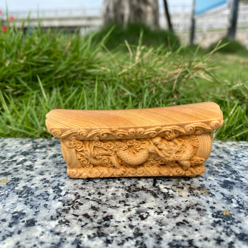 

Cliff cedar wood carving dragon phoenix coffin decoration solid wood carving mahogany small coffin office living room porch