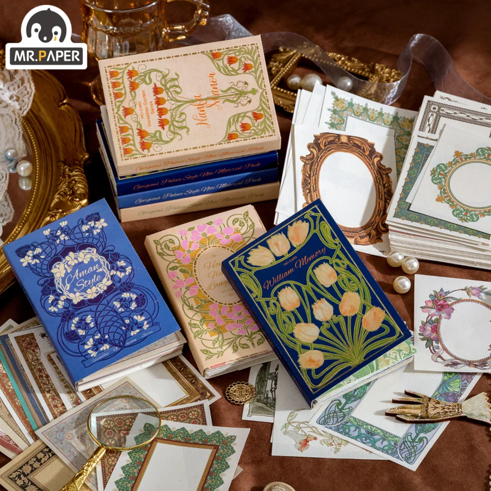 

Mr.paper 4 Style 100Pcs/Bag Aesthetic Flower Cardstocks Paper Vintage Classical Hand Account Decorative Writing Material Paper