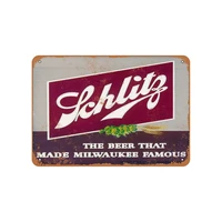 1947 schlitz beer vintage look metal signcustom wood appearance metal bar sign