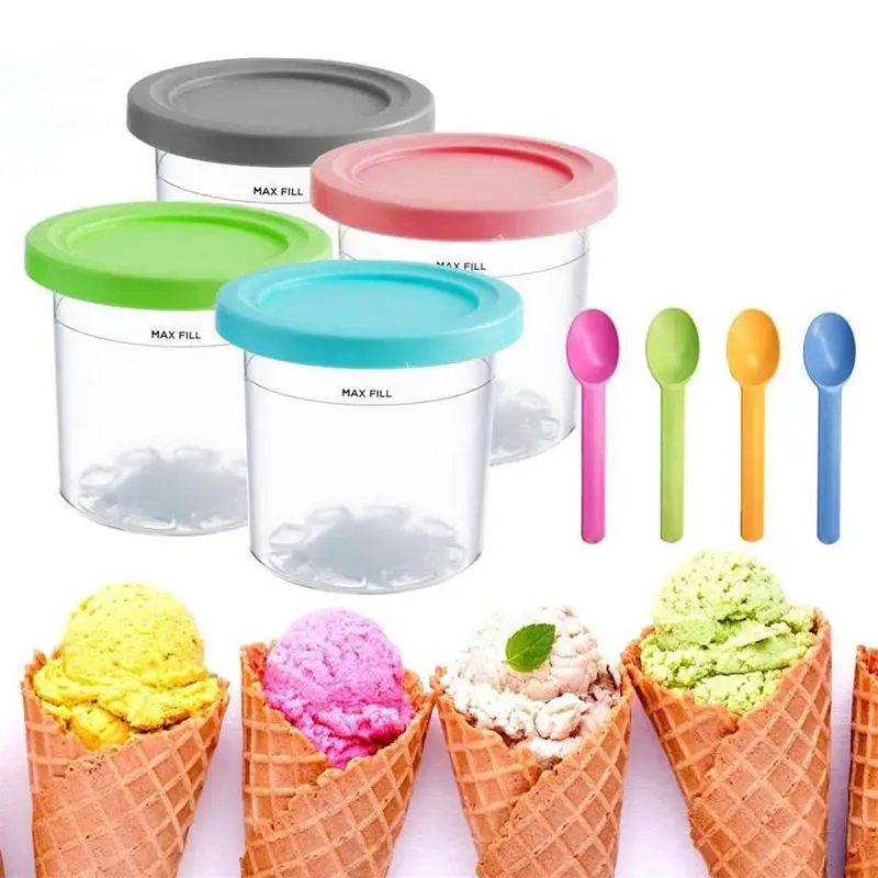 

Ice Cream Container Leak-proof Washable And Reusable Milkshake And Dessert Food Storage Cups For Homemade Ice Cream Kitchen Tool